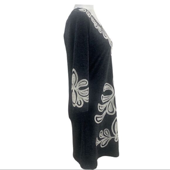 Young Threads of NY Grey Knit Dress w/ Embroidery - Picture 5 of 13